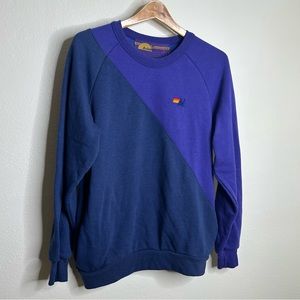 Aviator Nation Blue Purple Two Tone Oversized Pullover Sweatshirt Size M